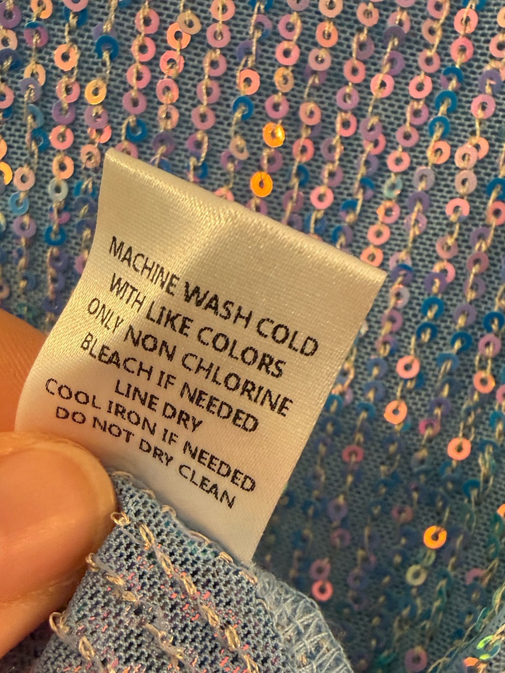 🩵🩷Audrey 3+1 Holiday Party Blue Cotton Candy Sequin Long Sleeve Crop NWT Large - Picture 13 of 13